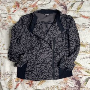 Express cotton moto jacket leopard print M